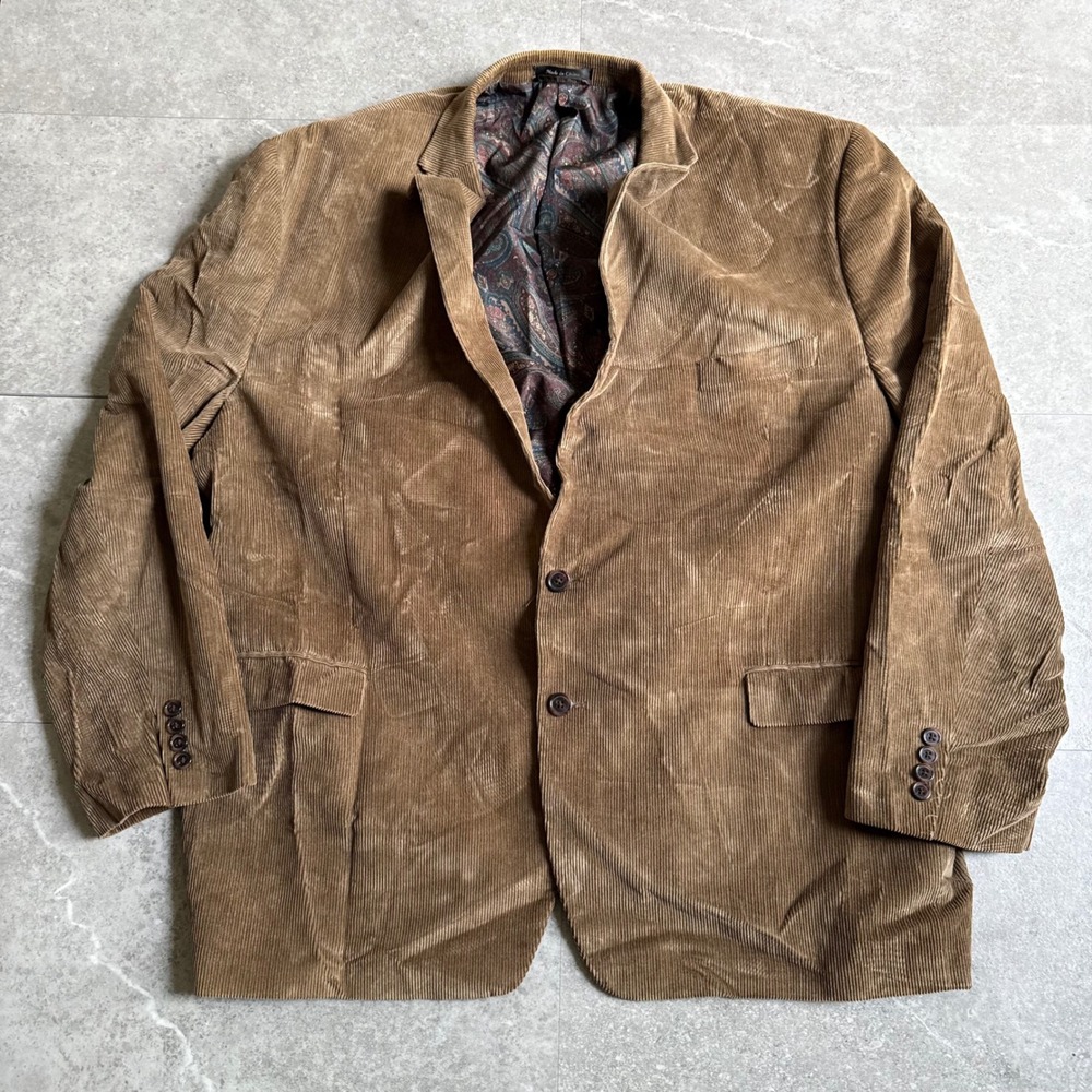 Vintage Lauren Ralph Lauren Corduroy Blazer Jacket 56L Brown Paisley Lining